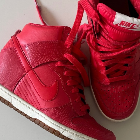 Nike Shoes - Nike Dunk Sky Hi RARE Red Leather 6.5 Excellent Hidden Wedge